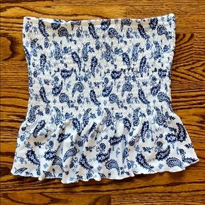 Rue 21 blue and white print tube top